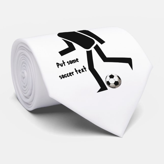 Soccer player and ball custom black white tie (Rolled)