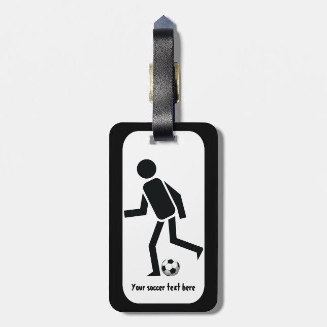 Soccer player and ball custom gift luggage tag (Back Vertical)