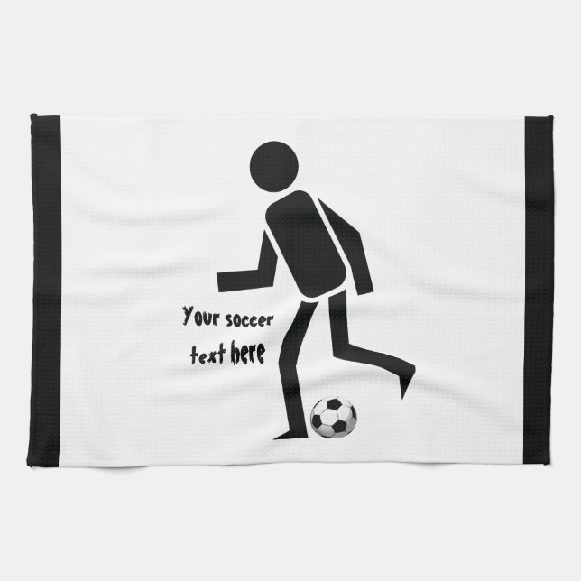 Soccer player and ball custom gift tea towel (Horizontal)