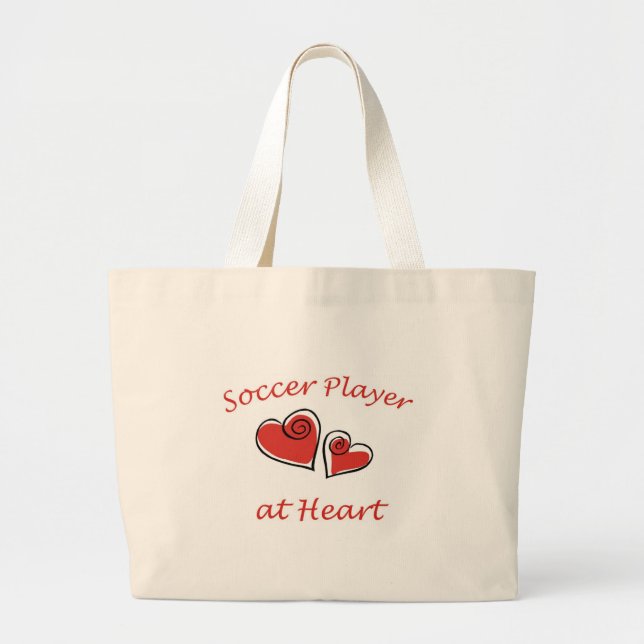 Soccer Player at Heart Large Tote Bag (Front)