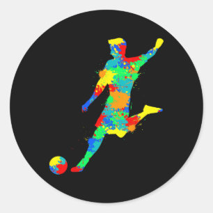 Soccer Player Boys Kids Men Youth Classic Round Sticker