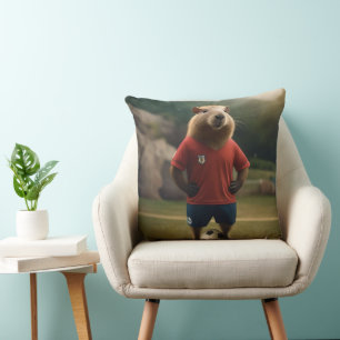 Soccer Player Capybara,  Cushion