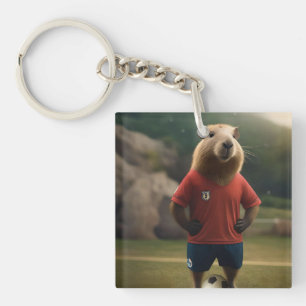 Soccer Player Capybara,  Key Ring