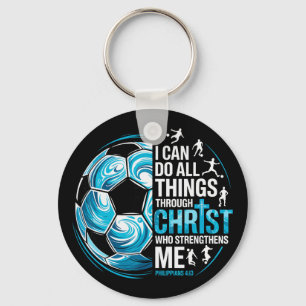 Soccer Player Christian I Can Do All Things Throug Key Ring