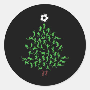 Soccer Player Christmas Tree Xmas, Soccer Christma Classic Round Sticker