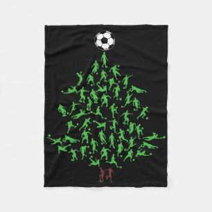 Soccer Player Christmas Tree Xmas, Soccer Christma Fleece Blanket