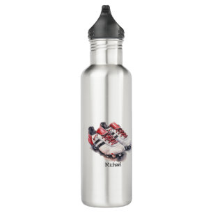 Soccer player coach shoes realistic name/ initials 710 ml water bottle