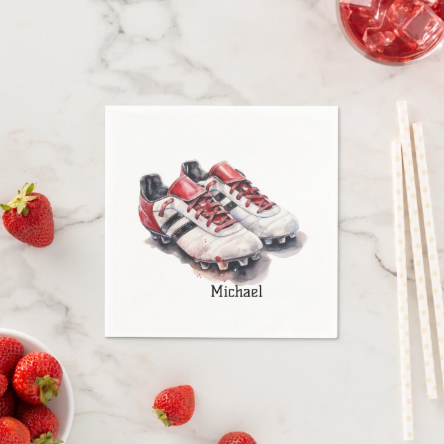 Soccer player coach shoes realistic name/ initials napkin (Insitu)
