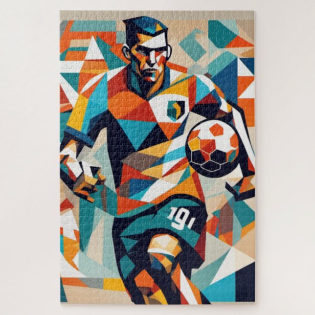 Soccer Player Cubist Jigsaw Puzzle (Vertical)