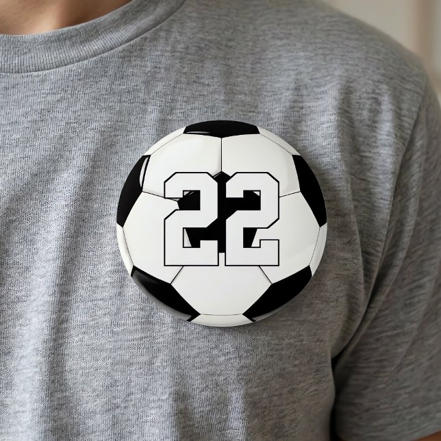Soccer Player Custom Jersey Number/Text Sports Fan 7.5 Cm Round Badge (Custom soccer button with personalized player jersey number or letters.)