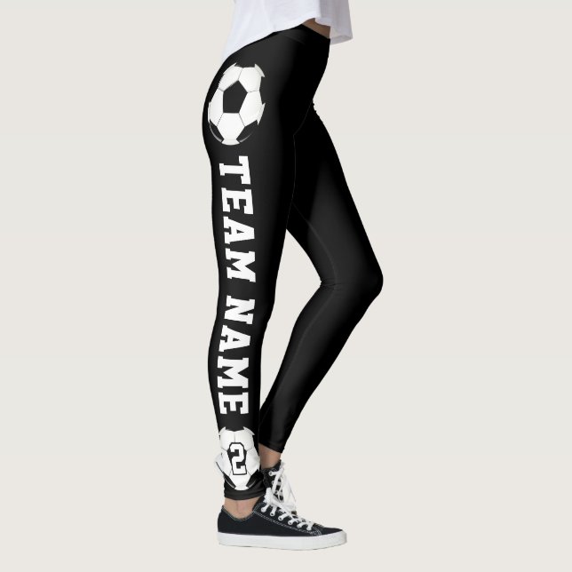 Soccer Player Custom Team Name & Number Sports Leggings (Right)