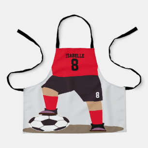 Soccer Player Cute Red Custom Name Number Colour Apron