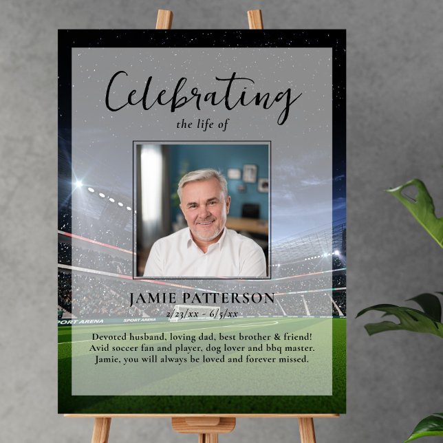 Soccer Player Fan Life Celebration Photo Funeral Poster (Creator Uploaded)