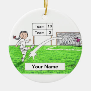 Soccer Player - Female Ceramic Tree Decoration
