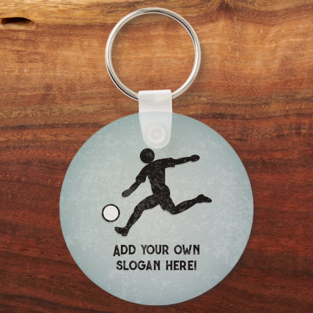 Soccer Player - Footballer Kicks, add own text Key Ring (Front)