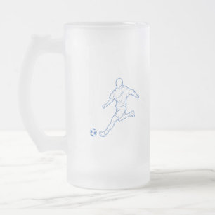 soccer player frosted glass beer mug