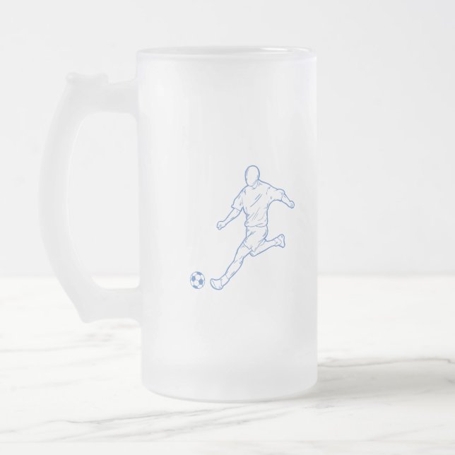 soccer player frosted glass beer mug (Left)