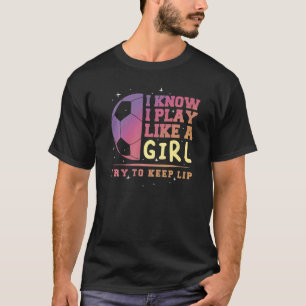 Soccer Player Girl Ball Vintage Coach Football T-Shirt