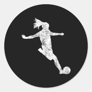 Soccer Player Girl Gift Classic Round Sticker