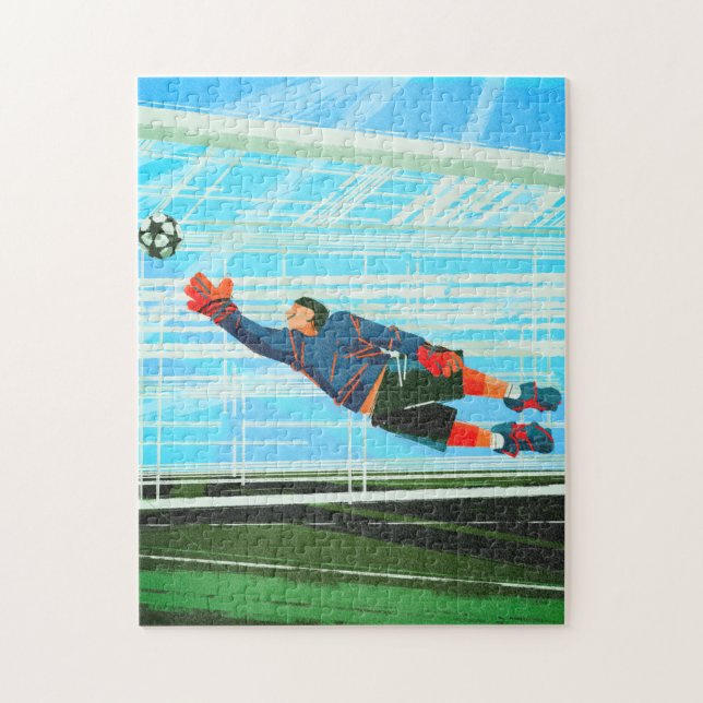 Soccer Player Goalie Goalkeeper Keeper Jumping     Jigsaw Puzzle (Vertical)