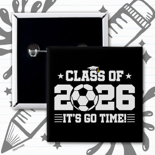 Soccer Player Graduation Class of 2026 Senior 15 Cm Square Badge
