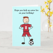 Soccer Player Happy Birthday Card (Yellow Flower)