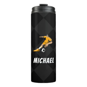 Soccer Player Illustration Stylish Black & White Thermal Tumbler