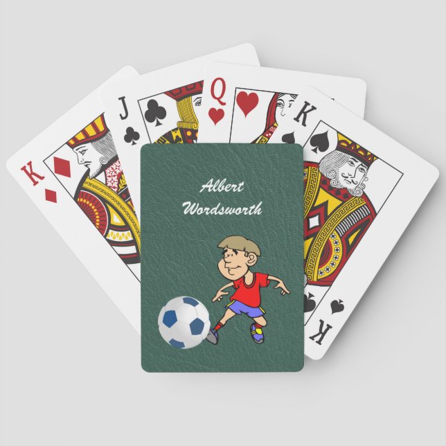 Soccer - Player image and Ball - Personalize Playing Cards (Back)