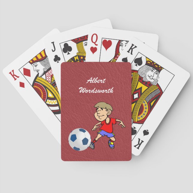 Soccer - Player image and Ball - Personalize Playing Cards (Back)