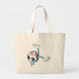 Soccer Player in Bicycle Kick Pose Large Tote Bag