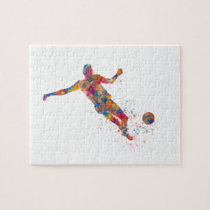 Soccer player in watercolor jigsaw puzzle
