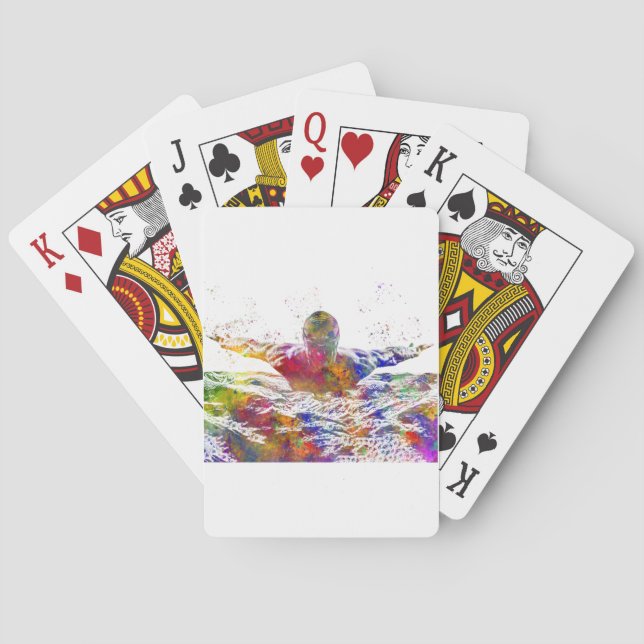 Soccer player in watercolor playing cards (Back)