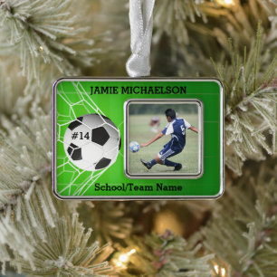 Soccer Player Keepsake Silver Plated Framed Ornament