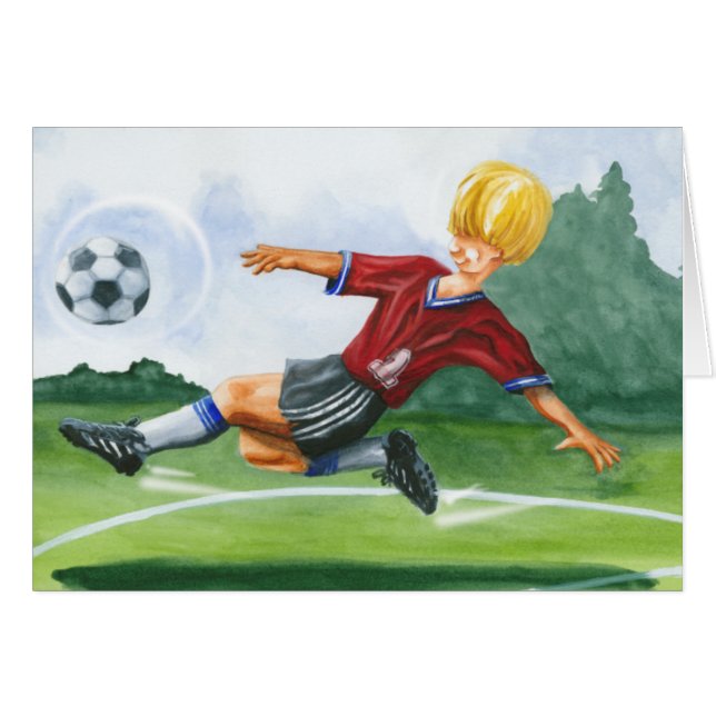 Soccer Player Kicking a Ball by Jay Throckmorton (Front Horizontal)