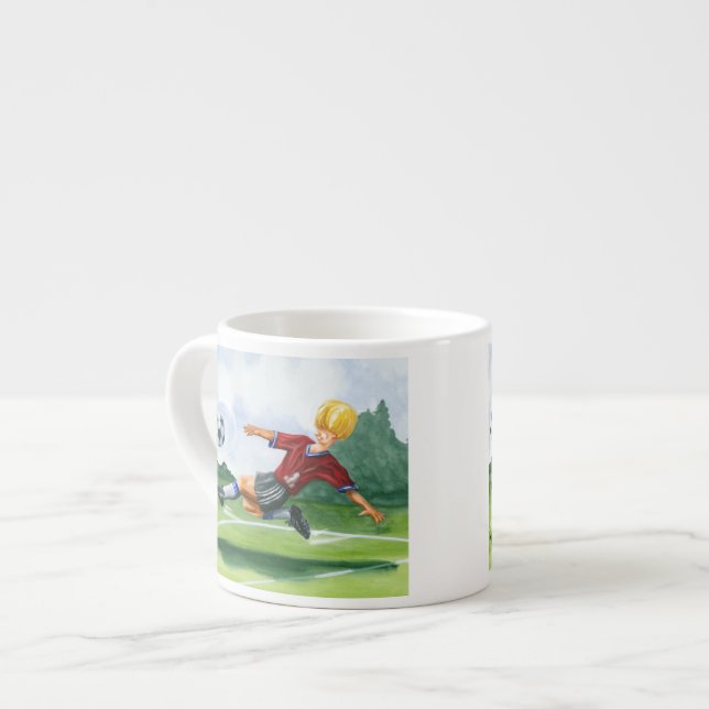 Soccer Player Kicking a Ball by Jay Throckmorton Espresso Cup (Front Left)
