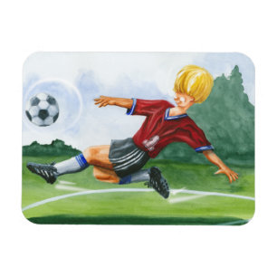 Soccer Player Kicking a Ball by Jay Throckmorton Magnet