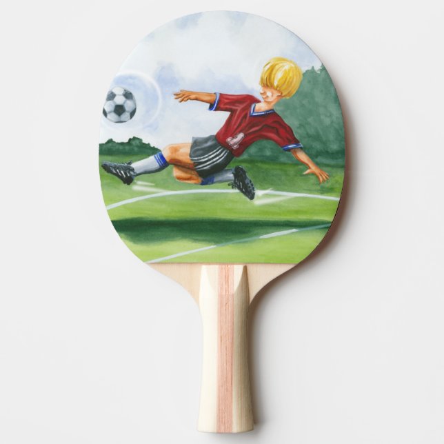 Soccer Player Kicking a Ball by Jay Throckmorton Ping Pong Paddle (Front)