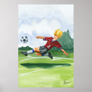 Soccer Player Kicking a Ball by Jay Throckmorton Poster