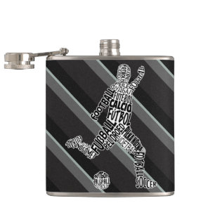 Soccer Player Languages Hip Flask