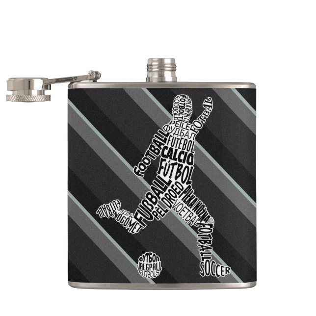 Soccer Player Languages Hip Flask (Opened)