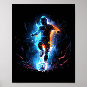 Soccer Player Lightning Poster