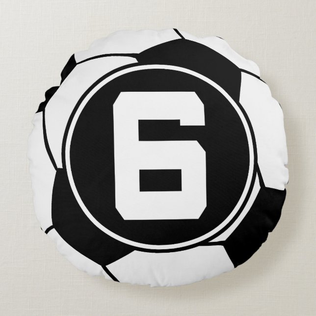 Soccer Player Number 6 Sports Ball Gift Round Cushion (Front)