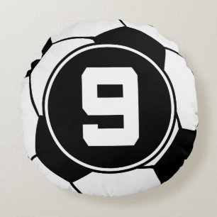 Soccer Player Number 9 Sports Ball Gift Round Cushion