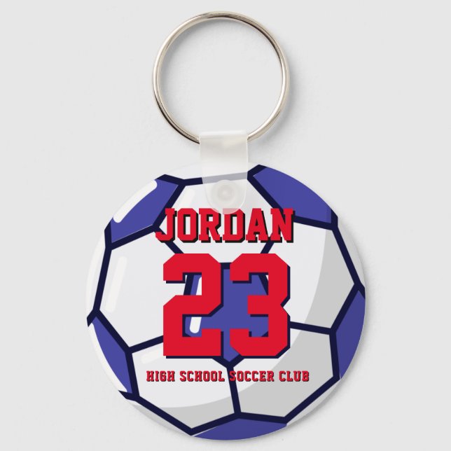 Soccer Player Number School Sports Team Key Ring (Front)
