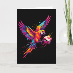 Soccer Player Parrot Art Paint Splatter Card