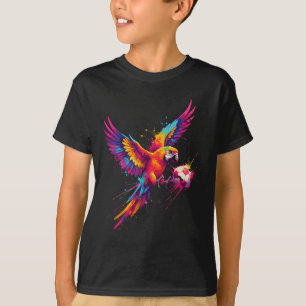 Soccer Player Parrot Art Paint Splatter T-Shirt