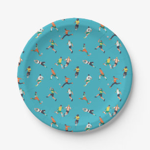 Soccer Player Pattern Paper Plate