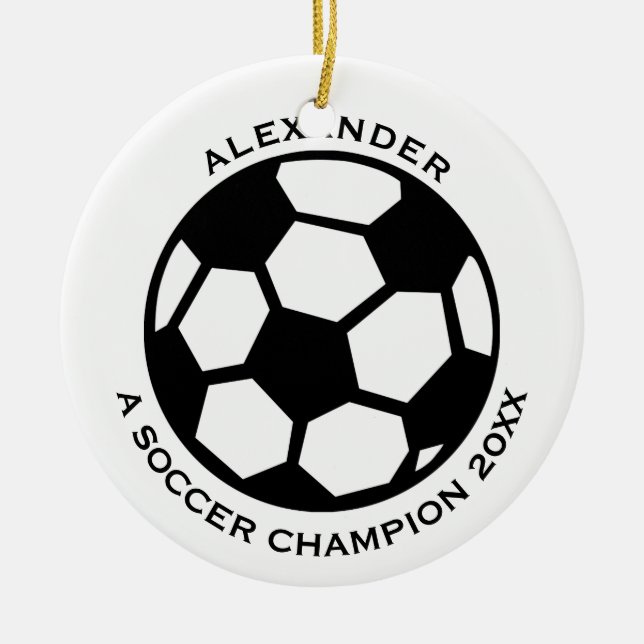 Soccer Player Personalised Ceramic Tree Decoration (Front)