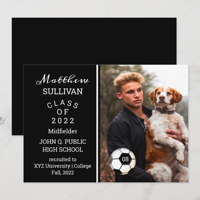Soccer Player Photo Graduation Announcement (Front/Back)