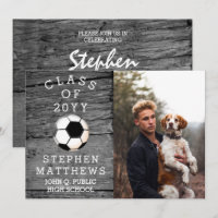 Soccer Player Rustic Photo Graduation